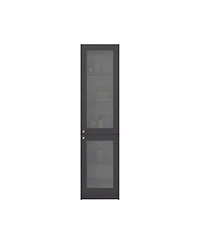 Fm Furniture Milo Modern Storage Cabinet with 5 Shelves and Glass Front, Minimalist Design