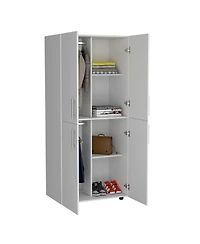 flynama 70inch Hazel Armoire 4-Door 6 Shelves 2 Hanging Rods Closet Cabinet