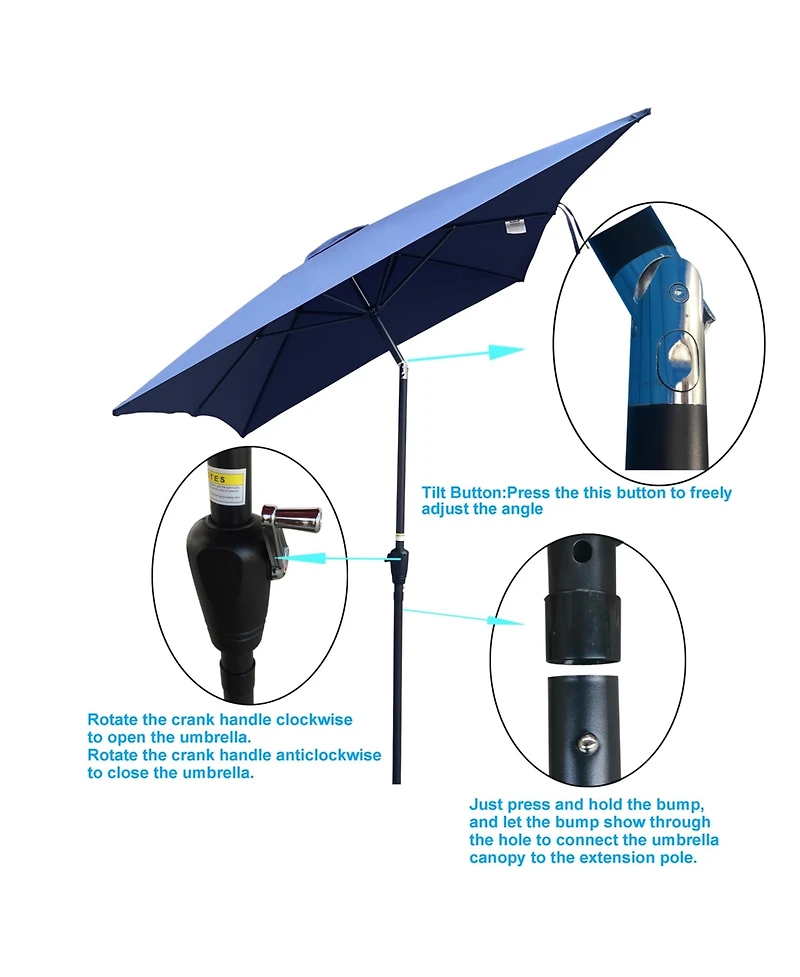 Clihome 6 x 9 ft Fabric Waterproof Crank Tilt Patio Umbrella