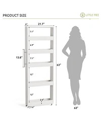 Tribesigns 5-Tier Tall Narrow Storage Cart on Wheels, 63 '' Mobile Shelf Organizer, Rolling Utility Cart for Kitchen, Dining Room, Small Spaces