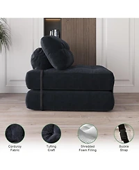 gaomon Folding Sofa Bed, Futon Sofa Bed, Floor Folding Couch for Living Room, Convertible Sleeper Chair with Pillow Foldable Mattress Back Support