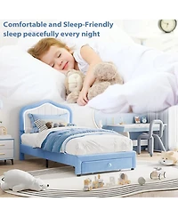 gaomon Upholstered Bed Frame with Storage Drawer Smart Led Headboard Kids Platform Wood Slats No Box Spring