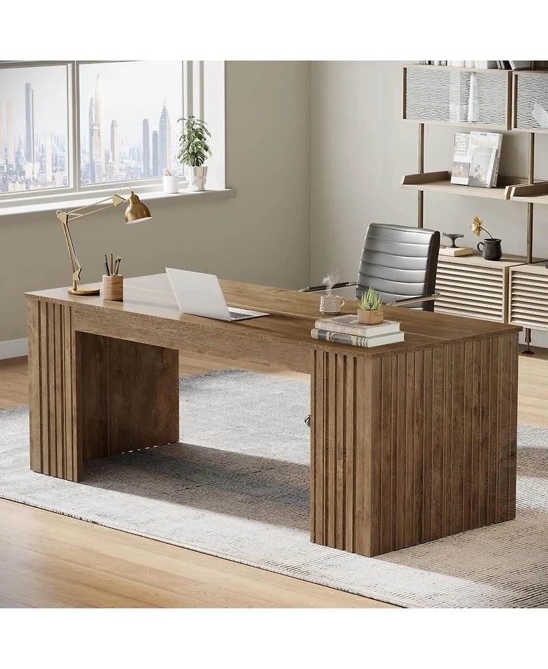 Tribesigns Modern Executive Desk, 63-Inch Large Office Computer Desk, Study Writing Table Workstation