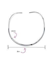 Bling Jewelry Simple Charm Slider Contoured Choker Collar Statement Necklace .925 Sterling Silver 3MM