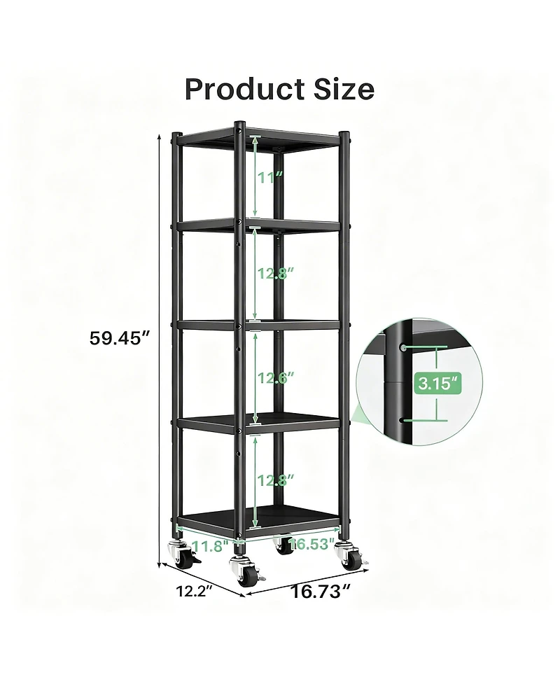 Yigii Metal Shelf Rack for Small Spaces