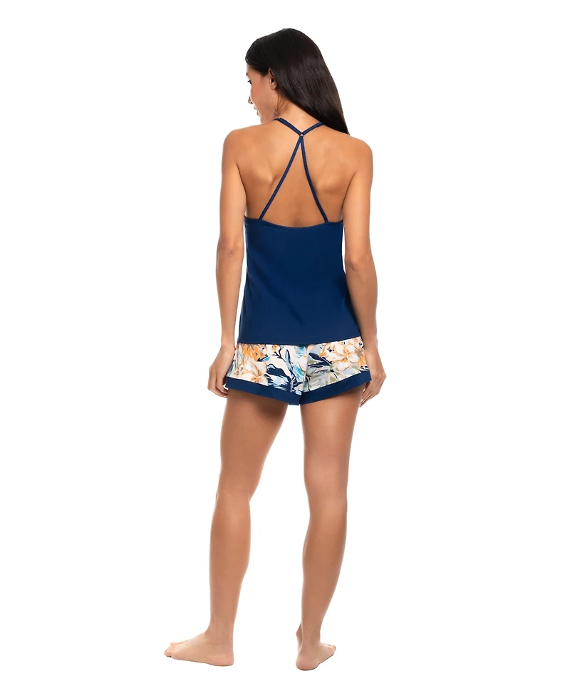 Linea Donatella Women's Printed Wrapper, Camisole and Shorts, 3-Piece Set