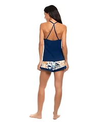 Linea Donatella Women's Printed Wrapper, Camisole and Shorts, 3-Piece Set