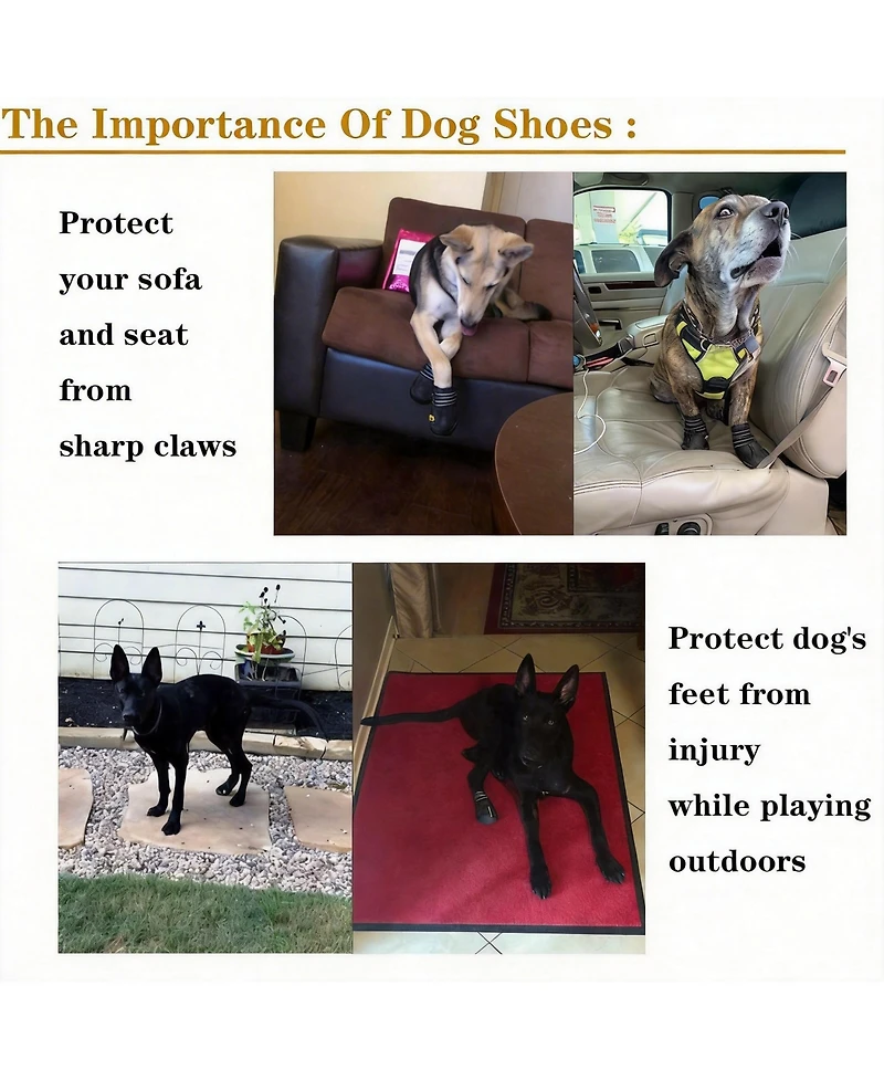 Dog Boots with Reflective Straps for Large Breeds - Rugged, Anti-slip, and Comfortable