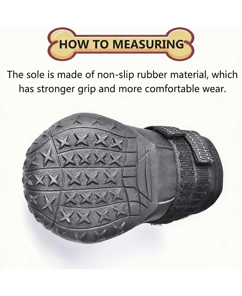 Dog Boots with Reflective Straps for Large Dogs - Waterproof, Anti-Slip, and Comfortable
