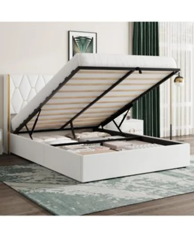 Gaomon Lift Up Storage Bed Frame With With Wingback Headboard Velvet Upholstered Bed Frame With Diamond Tufted Design Gold Trim Hydraulic