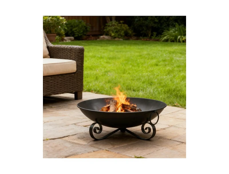 Slickblue 24 Inch Heavy Duty Metal Fire Pit Bowl with Handles, Wood Burning