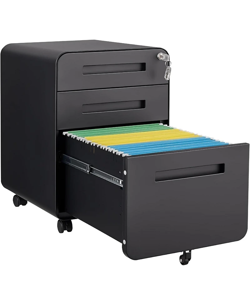gaomon 3-Drawer Mobile File Cabinet with Lock