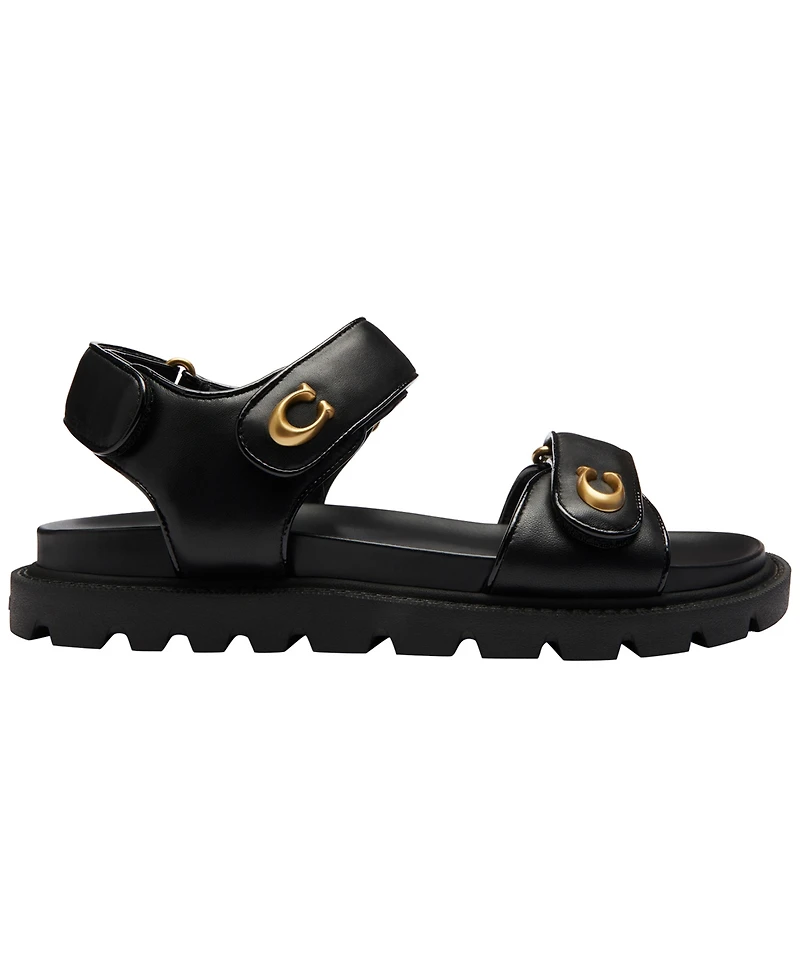 Coach Women's Brynn Leather Round Toe Sandals