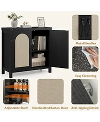 gaomon Rattan Sideboard Buffet Cabinet, Farmhouse Boho Coffee Bar Storage Console for Dining Room or Hallway