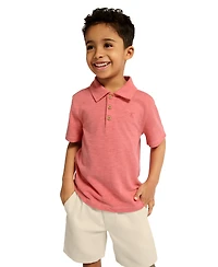 Calvin Klein Boys' Toddler 2T-4T Slub Pique Polo Shirt and Denim Shorts, 2-Piece Set