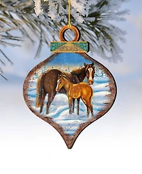Designocracy 2 Piece Horses Scenery Wood Ornament Set