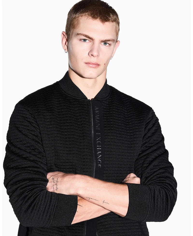 A|X Armani Exchange Men's Quilted Textured Bomber Jacket