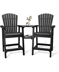 gaomon Outdoor Poly Adirondack Barstools with Connecting Tray, Tall Chairs Bar for Deck, Balcony, Patio Stool Chair Set of 2