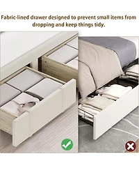 Gaomon Queen Upholstered Platform Bed Frame with Storage Drawers Solid Wood Slats No Box Spring Needed
