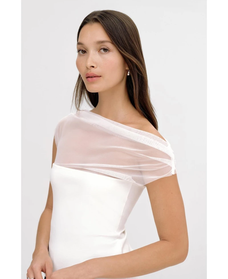Marcella Women's Cabrini Draped-Mesh One-Shoulder Convertible Jersey Top
