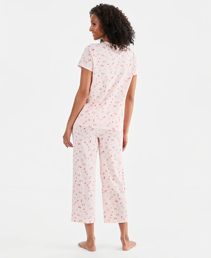 Charter Club Women's 2-Pc. Cotton Printed Cropped Pajamas Set, Created for Macy's