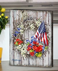 Designocracy Patriotic Wreath by Dona Gelsinger Wooden Block