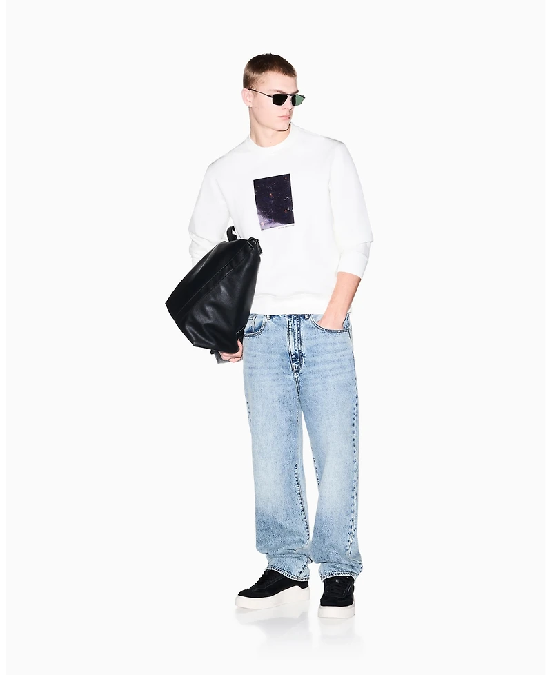 A|X Armani Exchange Men's Box Floral Crewneck Sweatshirt