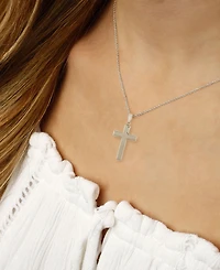 Flat Cross Necklace Set 14k White Or Yellow Gold