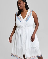 And Now This Trendy Plus Cotton Embroidered Dress, Macy's Exclusive