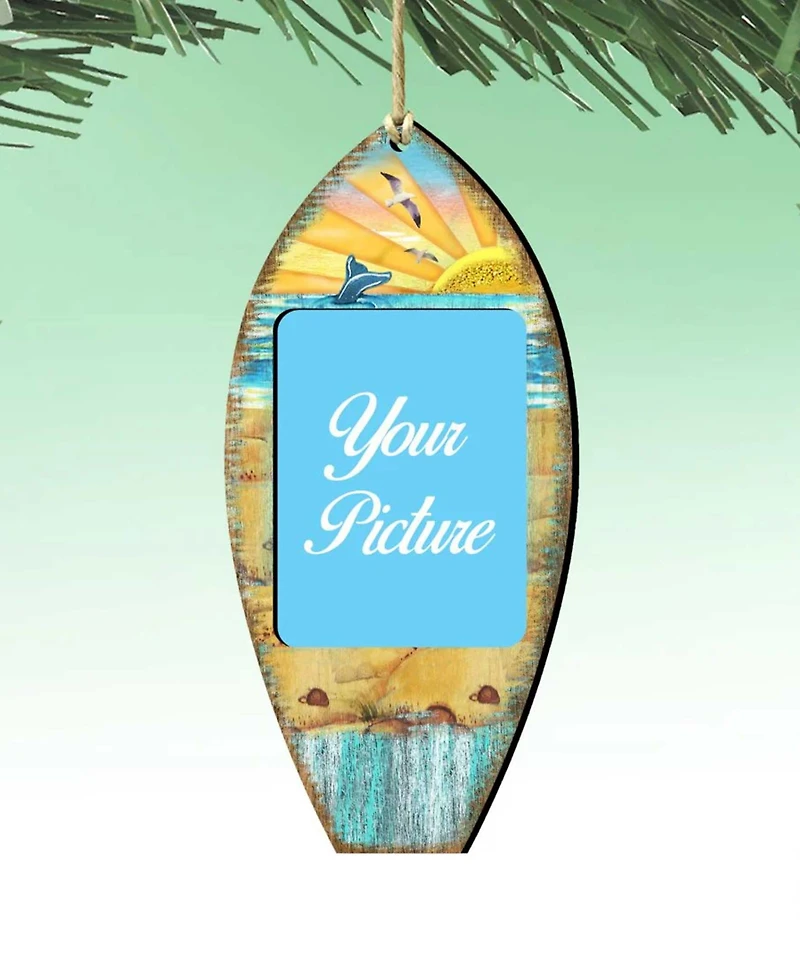 Designocracy Surfboard Picture Frame Ornament Set of 2