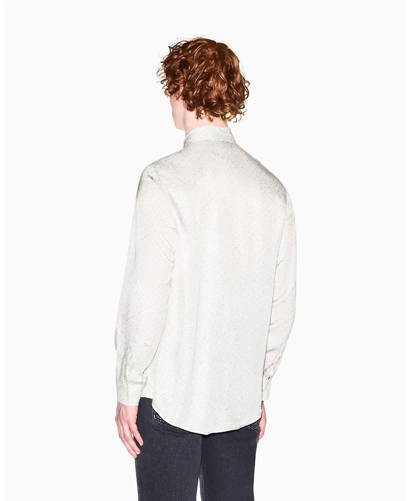 A|X Armani Exchange Men's Long Sleeve Allover logo Viscose Printed Shirt