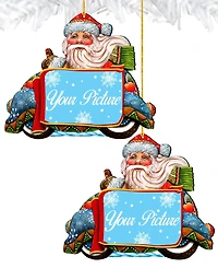 Designocracy Merry Christmas Santa Picture Frame Ornament, Set of 2