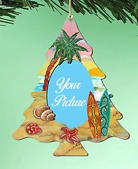 Designocracy Coastal Christmas Tree Picture Ornament Set of 2