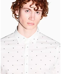 A|X Armani Exchange Men's Short Sleeve Poplin Allover logo Print Button Down Shirt