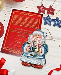 Designocracy Matreshkas Santa Wooden Christmas Ornament Set of 2
