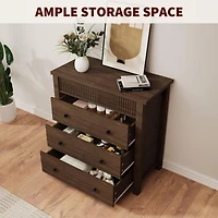 3-Drawer Fluted Nightstand Dresser, Wooden Storage Chest with Anti-Tip Kit for Bedroom, Living Room & Hallway