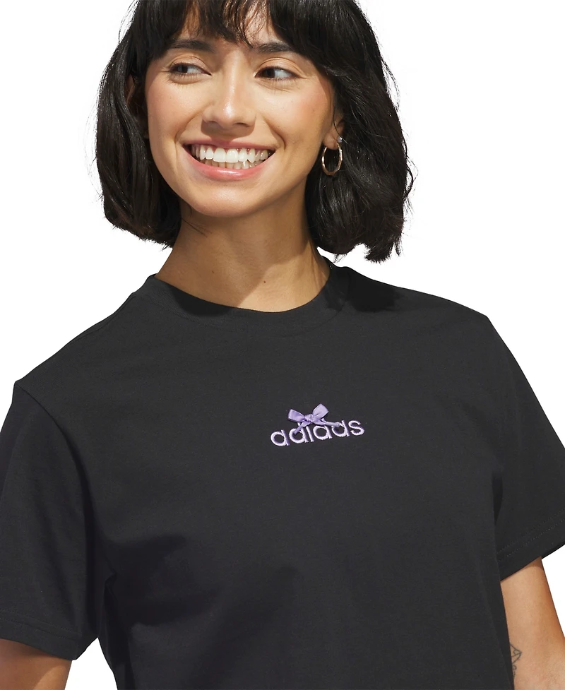 adidas Women's Bow on Linear Logo Graphic T-Shirt