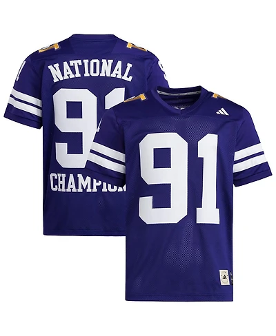 Adidas Men's Purple Washington Huskies 1991 National Championship Anniversary Icon Football Jersey