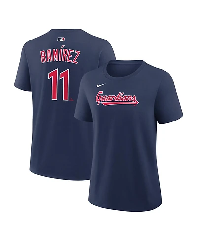 Nike Women's Jose Ramirez Navy Cleveland Guardians Name Number T-Shirt
