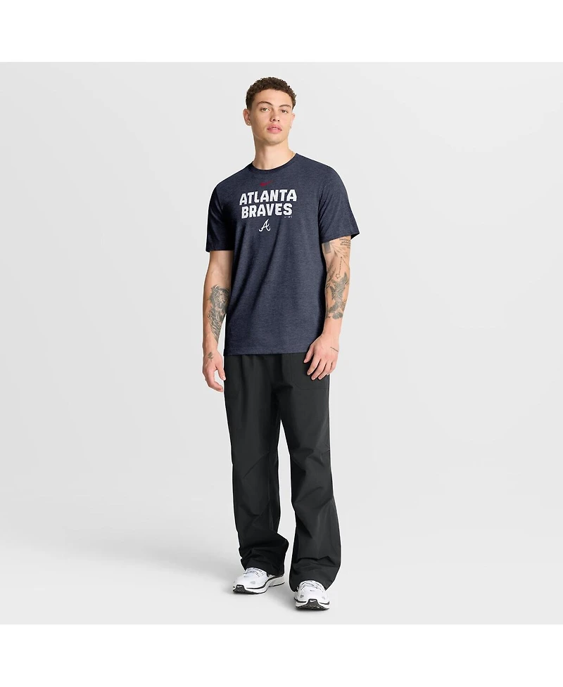 Nike Men's Heather Navy Atlanta Braves Stacked Tri-Blend T-Shirt