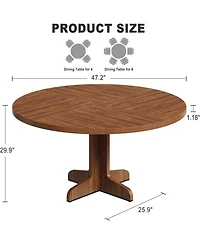 gaomon Round Dining Table – Modern Farmhouse, Wooden Base, Ideal for Kitchen, Living Room