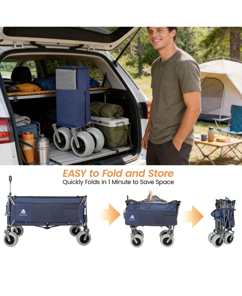 Rainsken Extended Heavy-Duty Foldable Utility Wagon