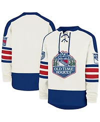 '47 Brand Men's Cream New York Rangers Pond Hockey Trio Eternal Lacer Sweatshirt