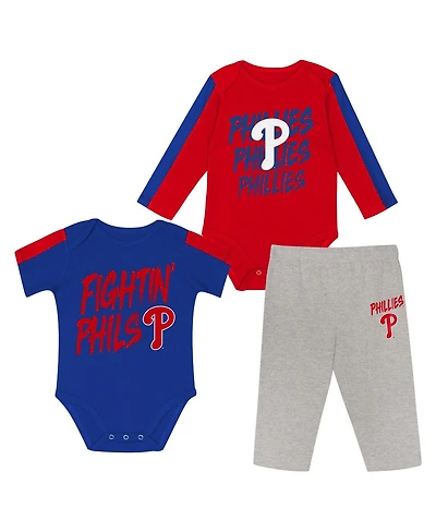 Outerstuff Newborn 3-Piece Philadelphia Phillies Double Down Bodysuit and Pants