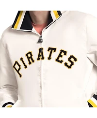 Starter Men's White Pittsburgh Pirates The Captain Cooperstown Logo Full-Zip Varsity Jacket