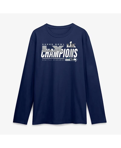 Fanatics Men's College Navy Seattle Seahawks Super Bowl Lx Champions Iconic Victory Long Sleeve T-Shirt