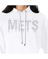 G-iii 4Her by Carl Banks Women's White New York Mets Metallic Drop Fleece Hoodie