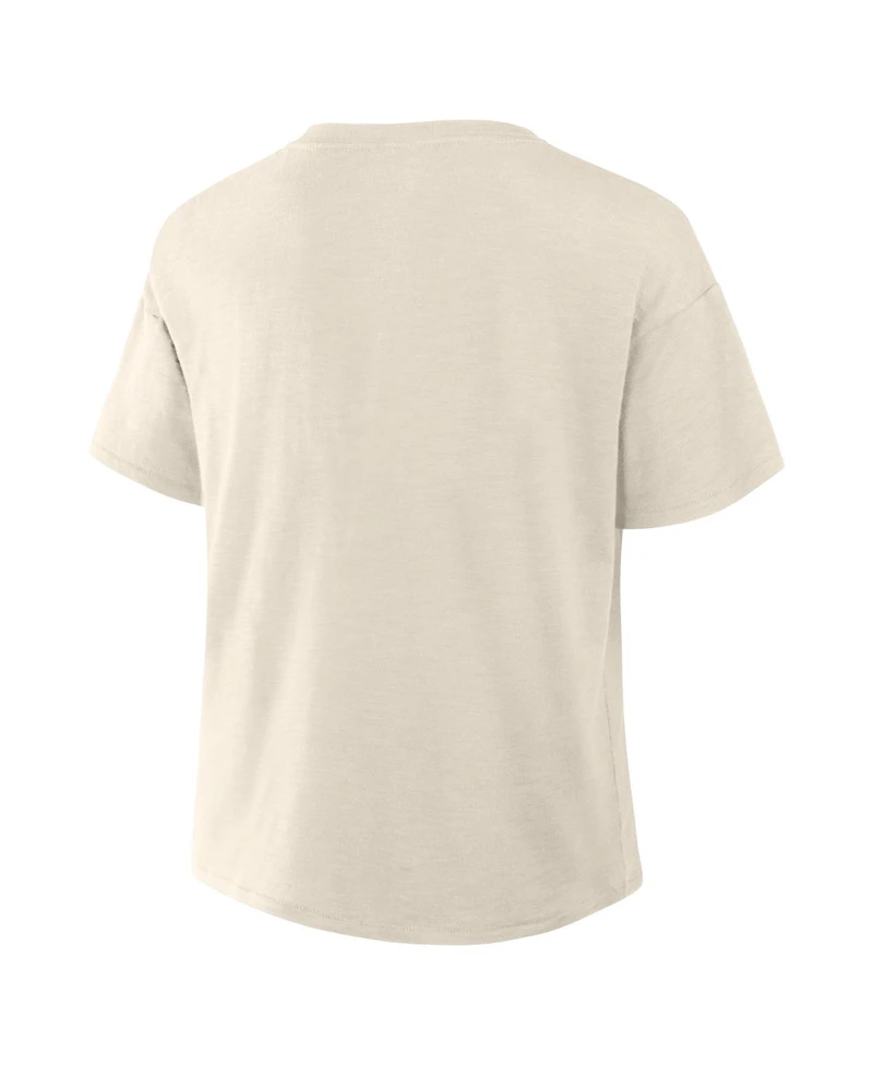 Fanatics Women's Cream Los Angeles Dodgers Legacy Stadium Slub Notch Neck T-Shirt