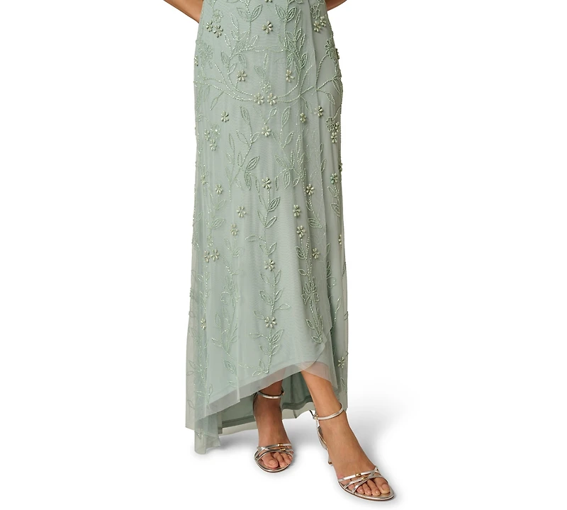 Adrianna Papell Women's Surplice V-Neck Bead Dress