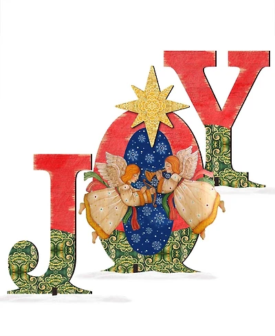 Designocracy Joy Angels Wooden Outdoor Decoration